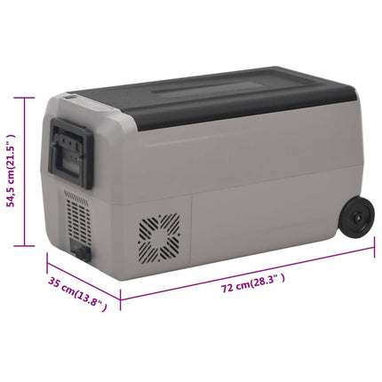 Kylbox med hjul & handtag 60 L svart & grå PP & PE
