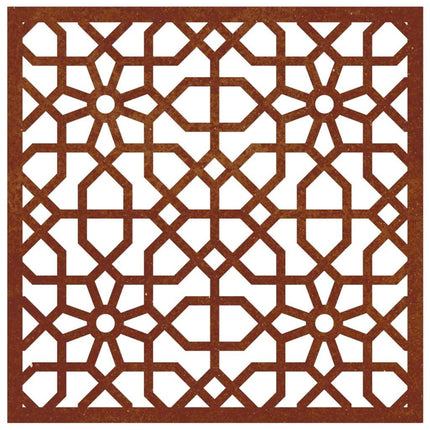 Väggdekoration 55x55 cm rosttrögt stål morisk design