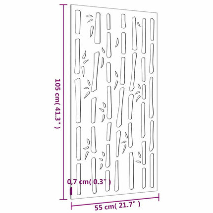 Väggdekoration 105x55 cm rosttrögt stål bambudesign