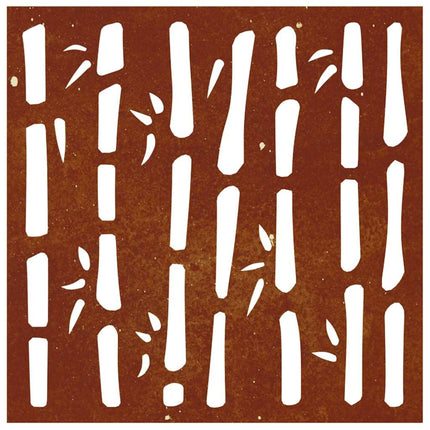 Väggdekoration 55x55 cm rosttrögt stål bambudesign