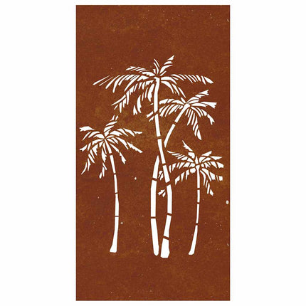 Väggdekoration 105x55 cm rosttrögt stål palmdesign