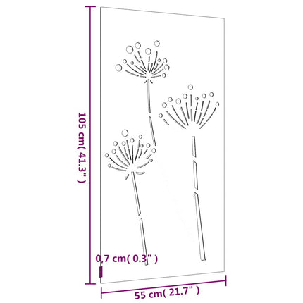 Väggdekoration 105x55 cm rosttrögt stål blomdesign