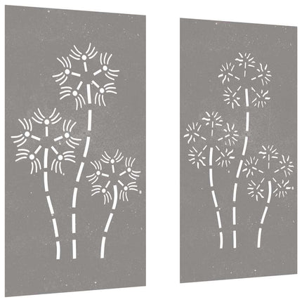 Väggdekorationer 2 delar 105x55cm rosttrögt stål blomdesign
