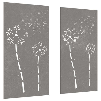 Väggdekorationer 2 delar 105x55cm rosttrögt stål blomdesign