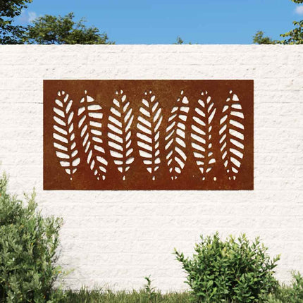 Väggdekoration 105x55 cm rosttrögt stål bladdesign
