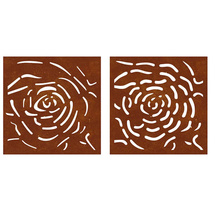 Väggdekorationer 3 delar 55x55 cm rosttrögt stål rosdesign
