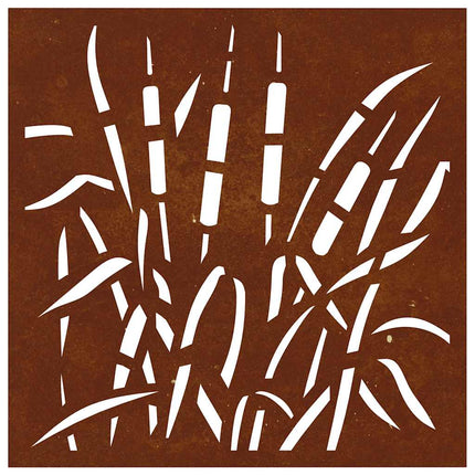 Väggdekoration 55x55 cm rosttrögt stål gräsdesign