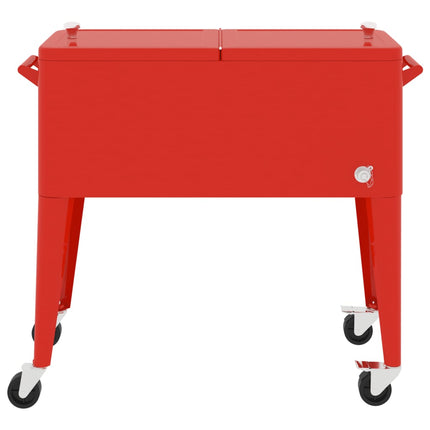 Kylbox med hjul röd 92x43x89 cm