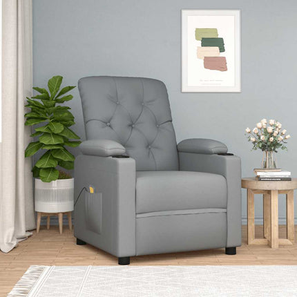 Massagefåtölj ljusgrå tyg
