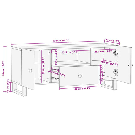 TV-skåp 105x33,5x46 cm massivt återvunnet och konstruerat trä