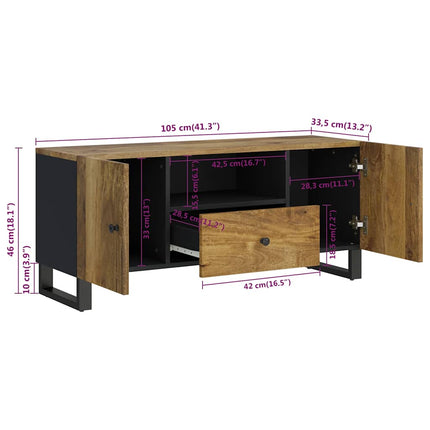 TV-skåp 105x33,5x46 cm massivt mangoträ och konstruerat trä