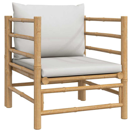 Soffa mittdel med ljusgråa dynor bambu