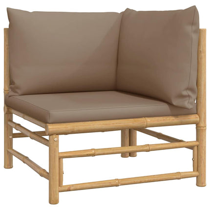 Loungegrupp för trädgården 2 delar taupe dynor bambu