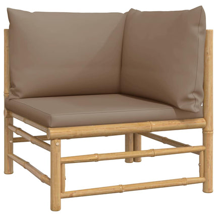 Loungegrupp för trädgården 2 delar taupe dynor bambu