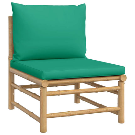 Loungegrupp för trädgården 3 delar gröna dynor bambu