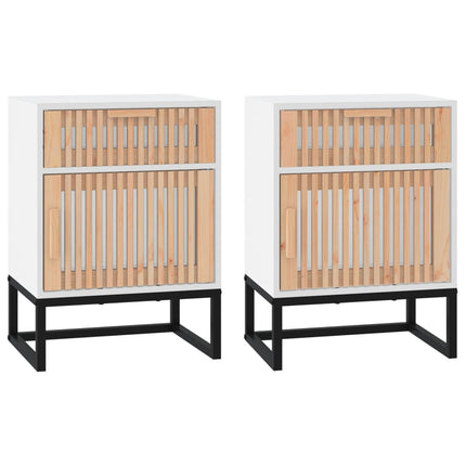 Sängbord 2 st vit 40x30x55,5 cm konstruerat trä&järn