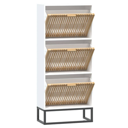 Skoskåp vit 52x25x120 cm konstruerat trä