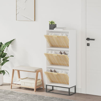 Skoskåp vit 52x25x120 cm konstruerat trä