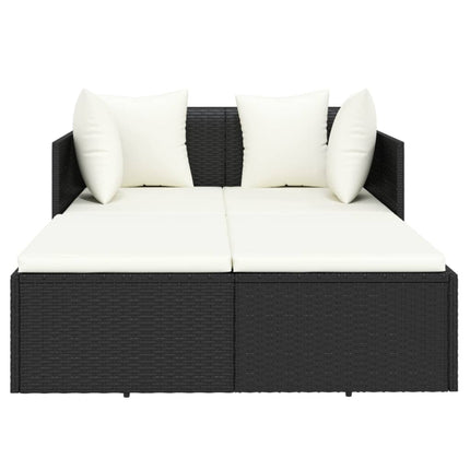 Solsäng med dynor svart 182x118x63 cm konstrotting