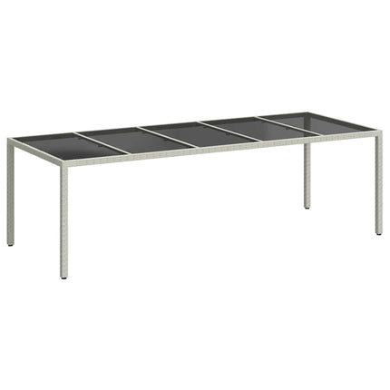Trädgårdsbord vit 250x100x75 cm konstrotting och härdat glas