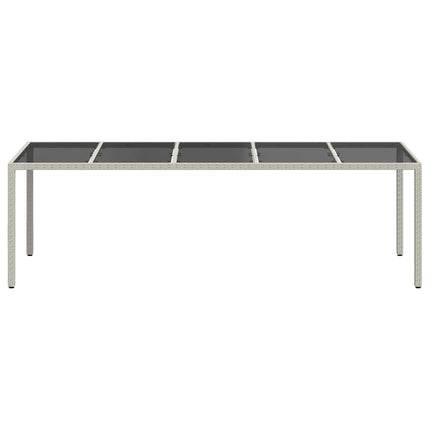 Trädgårdsbord vit 250x100x75 cm konstrotting och härdat glas