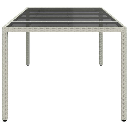 Trädgårdsbord vit 250x100x75 cm konstrotting och härdat glas