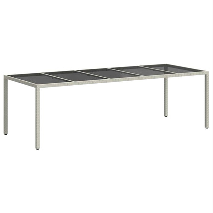 Trädgårdsbord vit 250x100x75 cm konstrotting och härdat glas