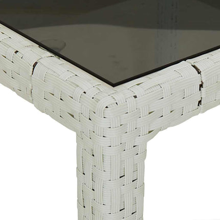 Trädgårdsbord vit 250x100x75 cm konstrotting och härdat glas