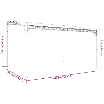 Paviljong gräddvit 4x3 m 180 g/m² tyg och stål