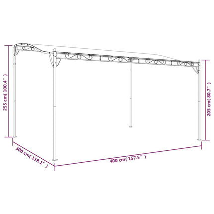 Paviljong antracit 4x3 m 180 g/m² tyg och stål