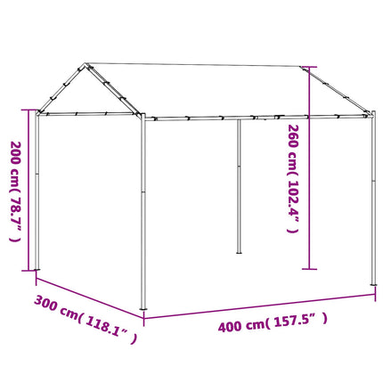 Paviljong 4 x 4 x 2,6 m Vit Stål och Polyester 180 gsm