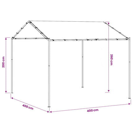 Paviljong 4 x 4 x 2,6 m Vit Stål och Polyester 180 gsm