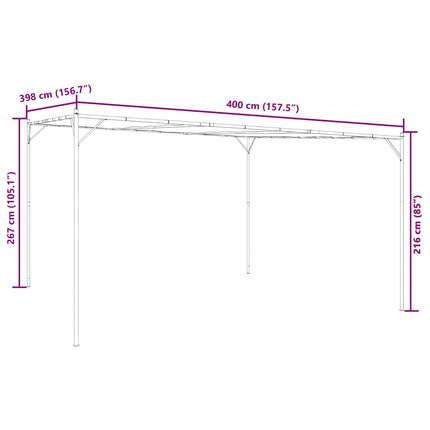 Paviljong beige 4x4 m 180 g/m² tyg och stål