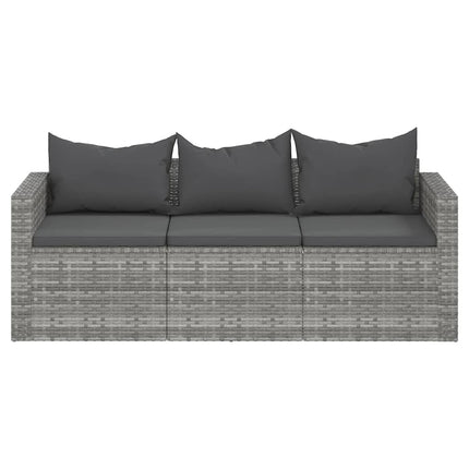Loungesoffa 3-sits med dynor grå konstrotting