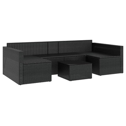Loungegrupp med dynor 2 delar svart konstrotting