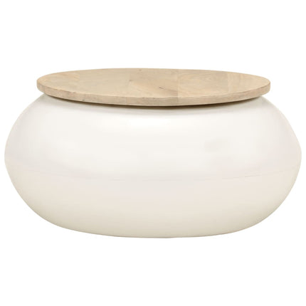 Soffbord vit 51x51x27 cm massivt mangoträ