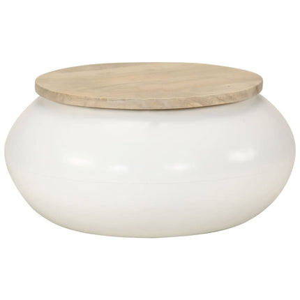 Soffbord vit 51x51x27 cm massivt mangoträ