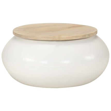 Soffbord vit 51x51x27 cm massivt mangoträ
