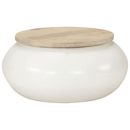 Soffbord vit 51x51x27 cm massivt mangoträ