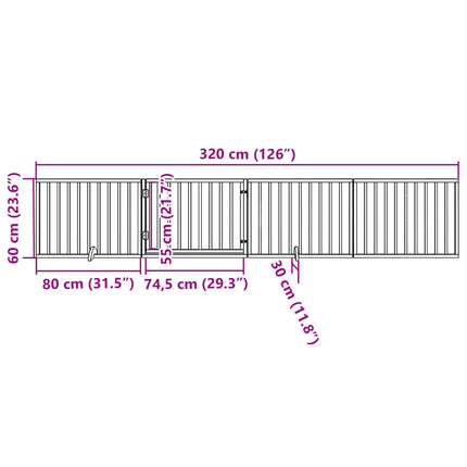 Hundgrind med dörr vikbar 4 paneler svart 320 cm poppel