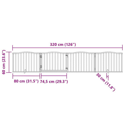 Hundgrind med dörr vikbar 4 paneler 320 cm poppel