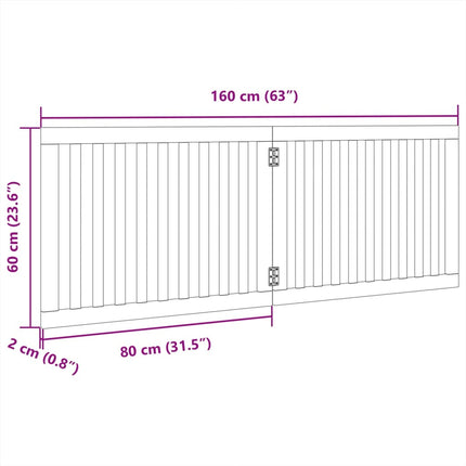 Hundgrind hopfällbar 2 paneler svart 160 cm poppel
