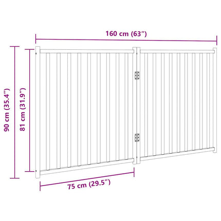 Hundgrind hopfällbar 2 paneler 160 cm massivt granträ