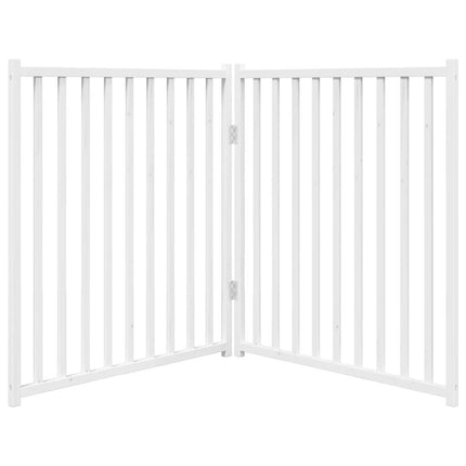 Hundgrind hopfällbar 2 paneler vit 160 cm massivt granträ