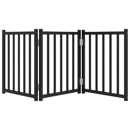 Hundgrind hopfällbar 3 paneler svart 150 cm massivt granträ