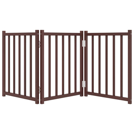 Hundgrind hopfällbar 3 paneler brun ek 150 cm massivt granträ