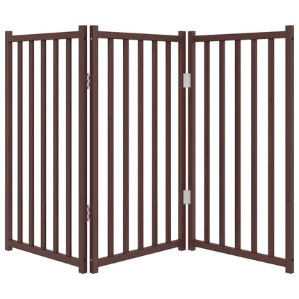 Hundgrind hopfällbar 3 paneler brun ek 150 cm massivt granträ