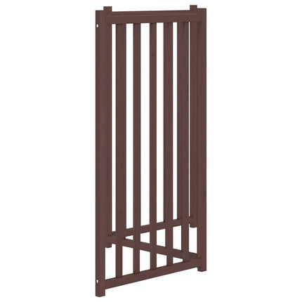 Hundgrind hopfällbar 3 paneler brun ek 150 cm massivt granträ