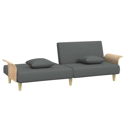 Bäddsoffa med armstöd mörkgrå tyg