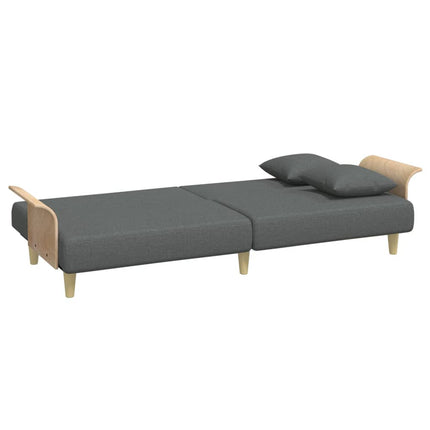 Bäddsoffa med armstöd mörkgrå tyg